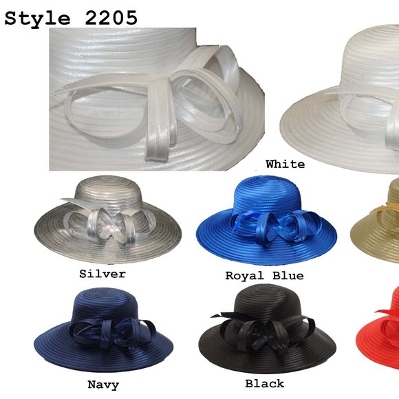 Style 2205 Plain Church Hat with Simple Ribbon and Feather - Picture 1 of 8